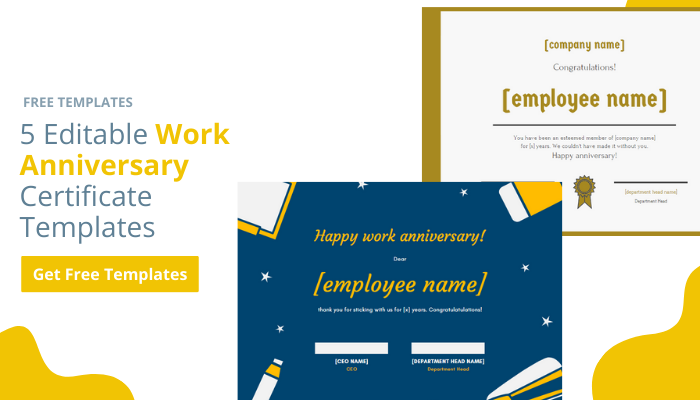 Work Anniversary Certification Templates